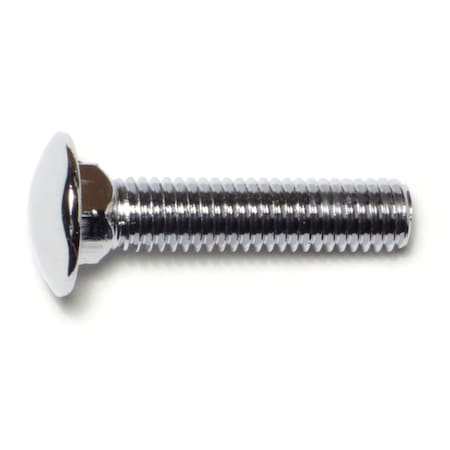 Midwest Fastener Carriage Bolt, Square Neck, 14 (Coarse), 2 in L, Steel, Chrome, 5 PK 74151